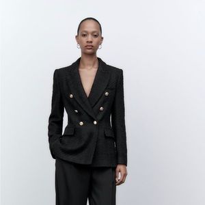 Zara Classic Double Breasted Blazer with Gold Buttons xxl